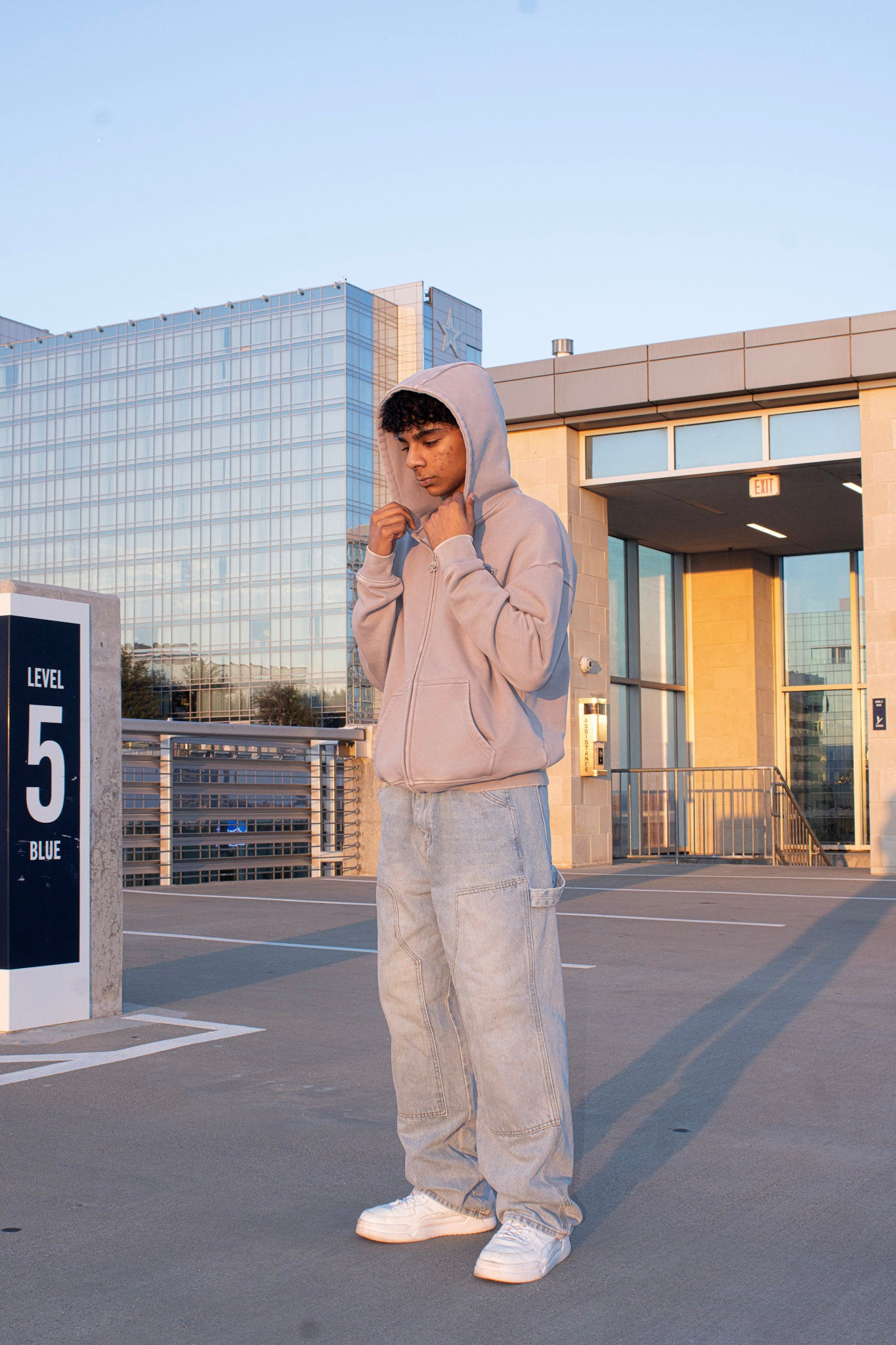 Cropped STW Zip Up - Grey