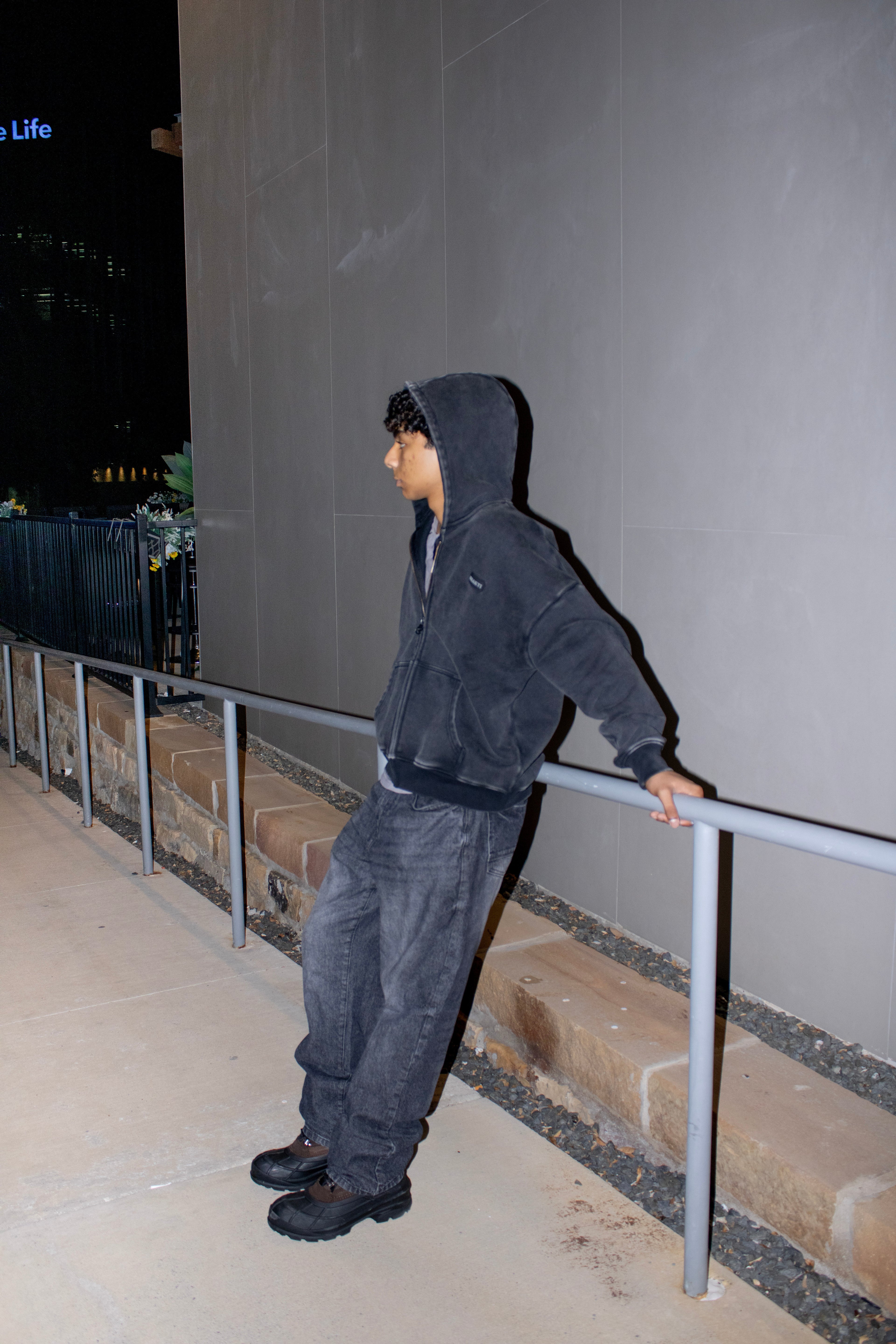 Cropped STW Zip Up - Charcoal Black