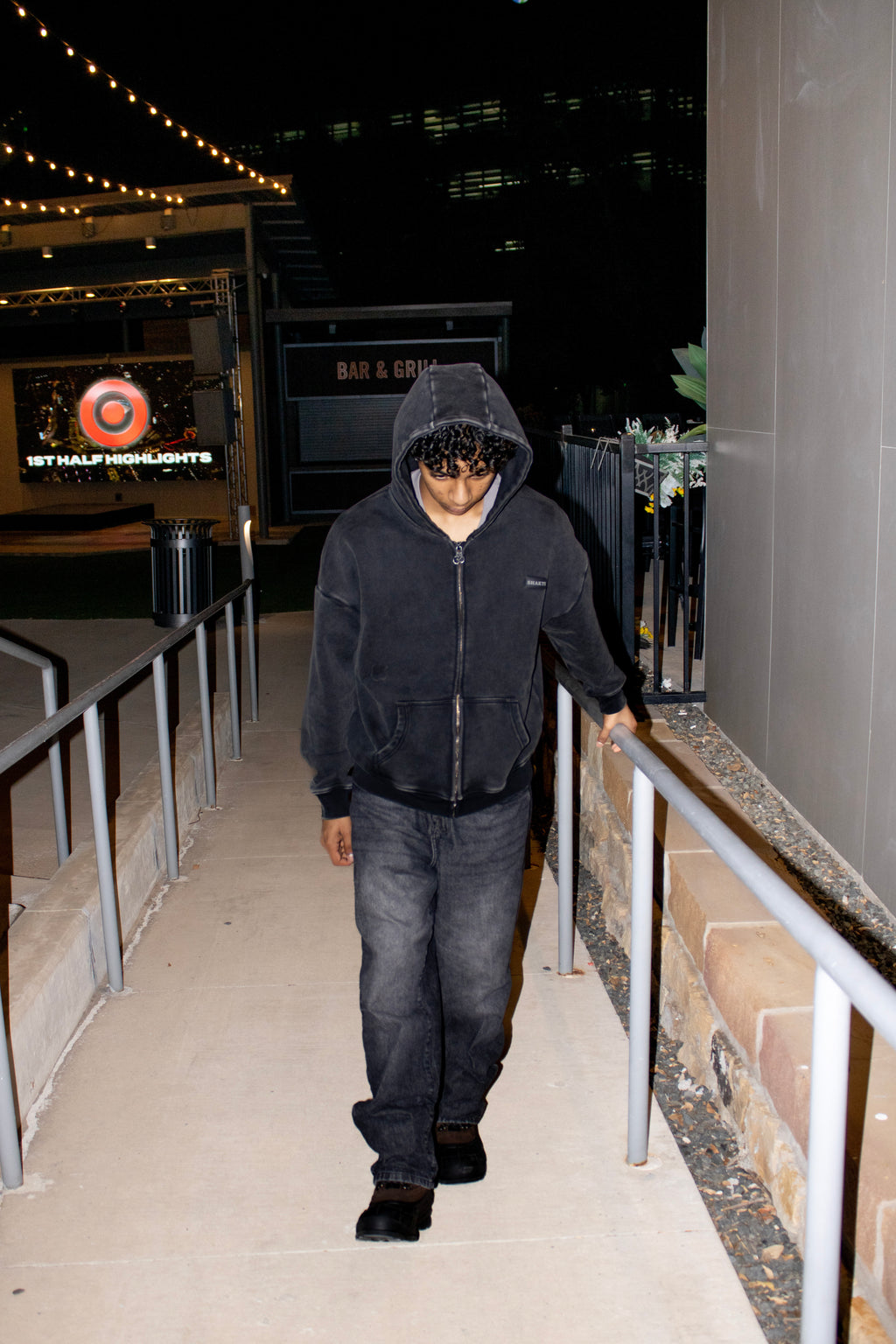 Cropped STW Zip Up - Charcoal Black