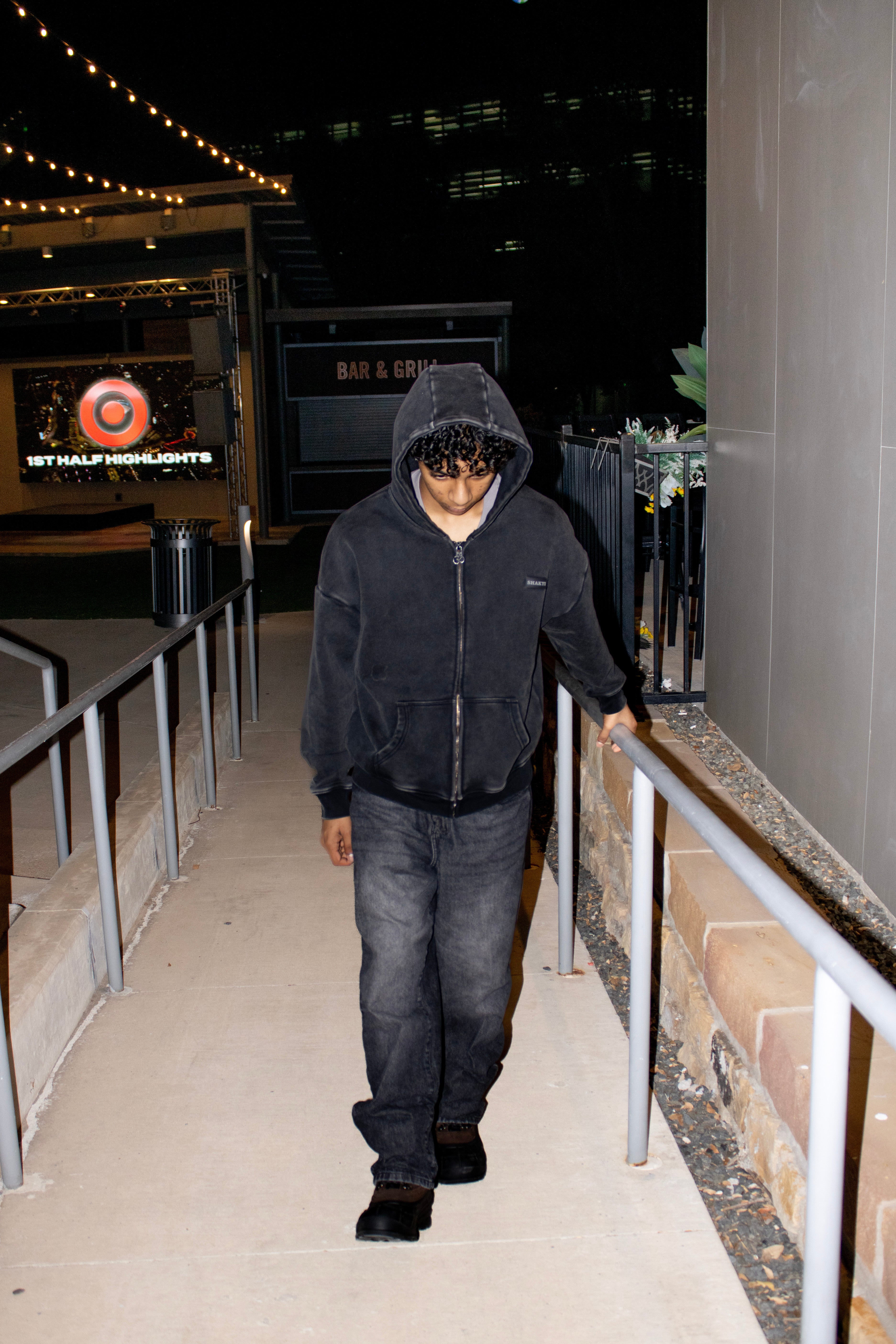 Cropped STW Zip Up - Charcoal Black