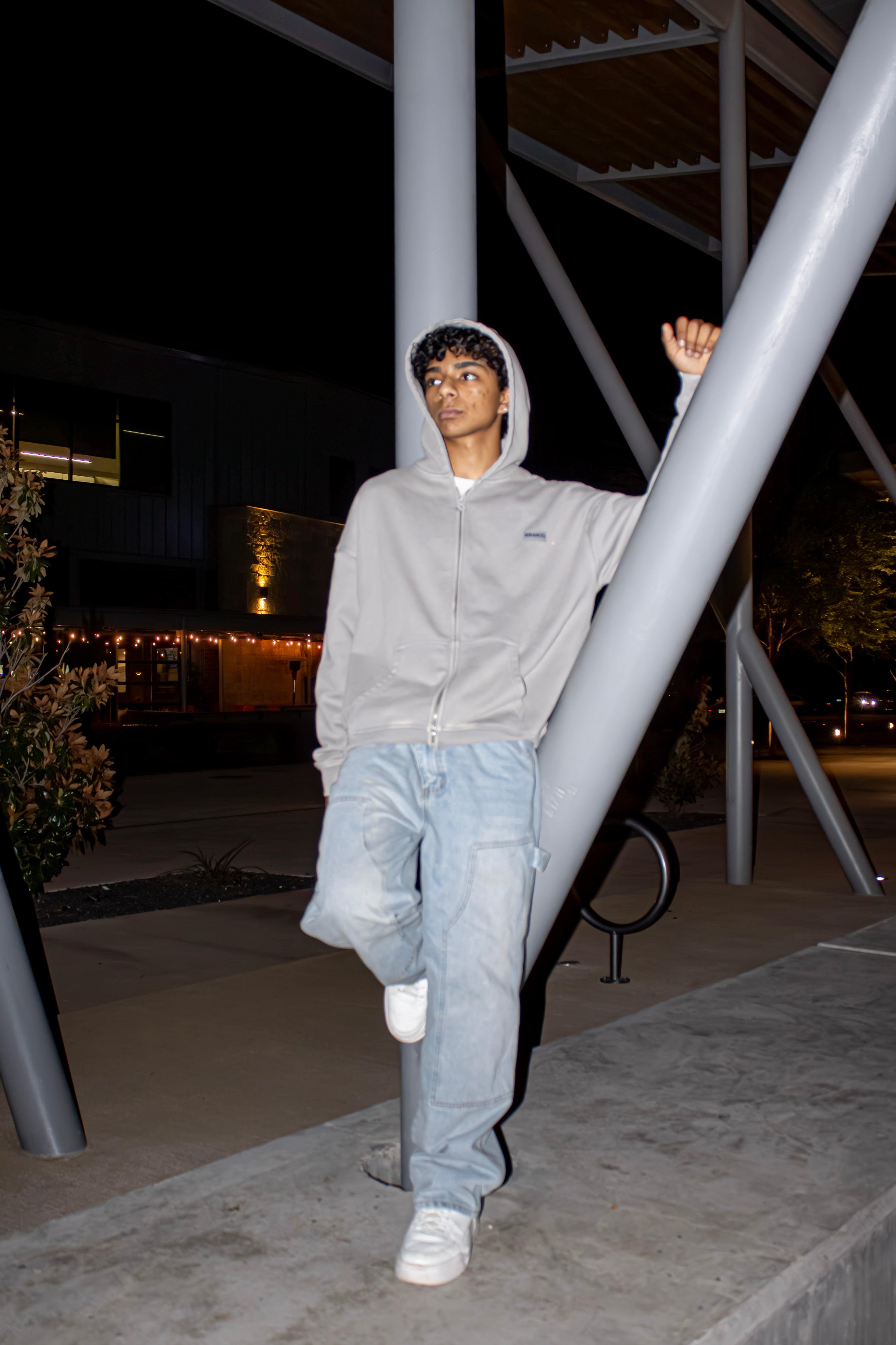 Cropped STW Zip Up - Grey